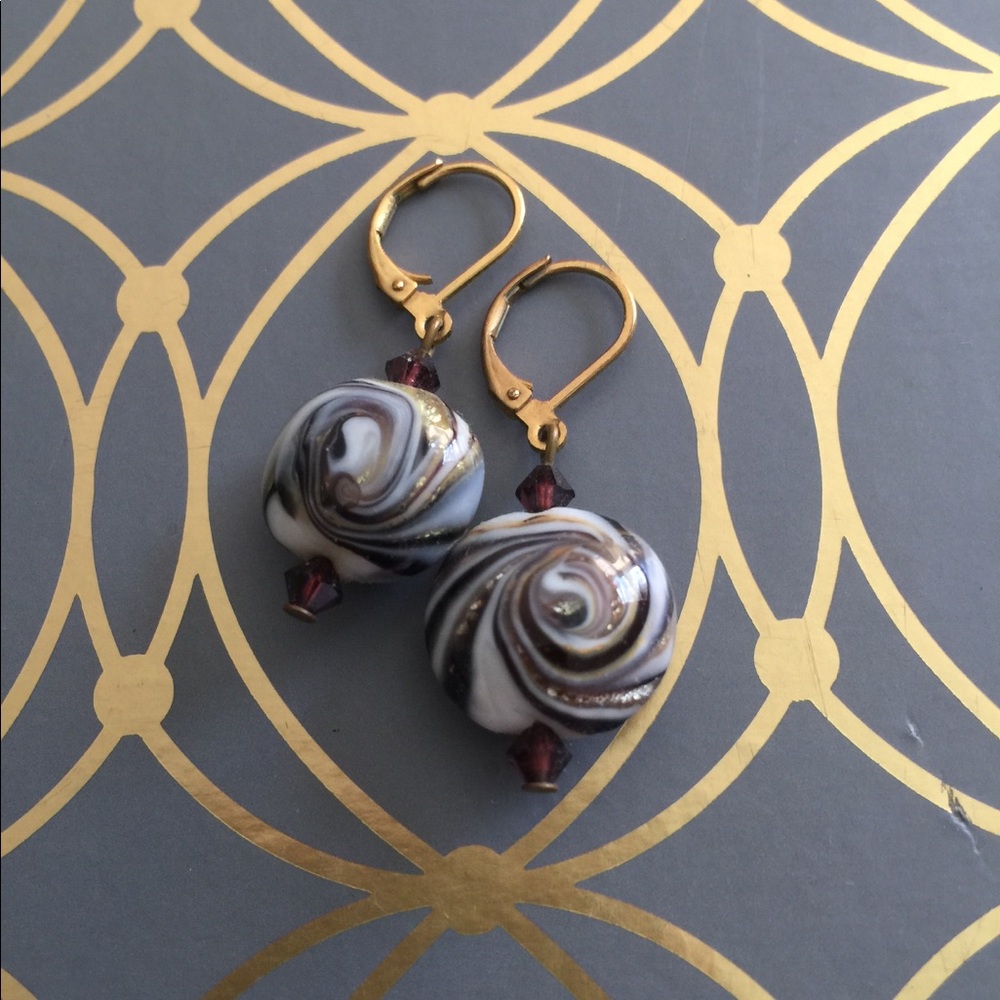 Gold tone glass bead pierced earrings